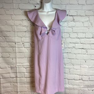AIDAN MATTOX FLUTTER SLEEVE LOW CUT MINI COCKTAIL DRESS LILAC SZ 14 NWT